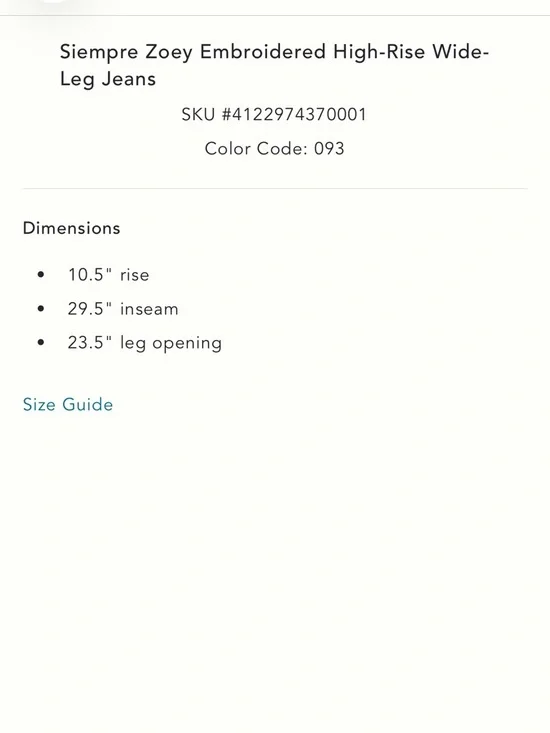 NWOT Anthropologie x Siempre Zoey Embroidered Wide Leg High Rise Jeans - Picture 7 of 8